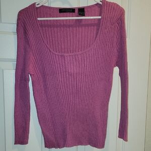 Express Women's Ribbed Scoop Neck Sweater - Pink